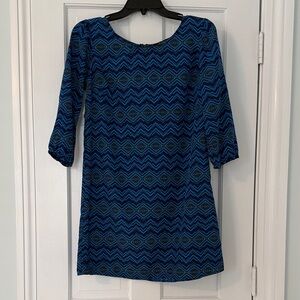 Blue Chevron Pattern Dress